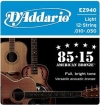 Corzi chitara acustica / electroacustica Double-Six D'Addario EZ940 Light 85/15 12st