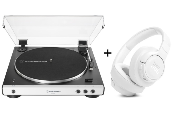 Bundle - Audio-Technica LP60X BT White + JBL Tune 770NC White
