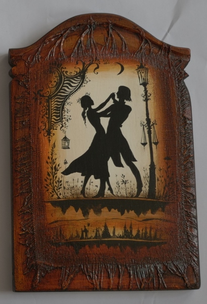 Pictura pe lemn - Dans de societate II 30.5 x 20