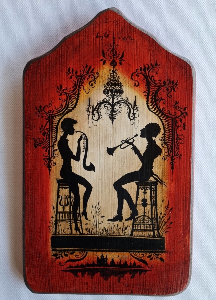Pictura pe lemn - Suflatori 27 x 16