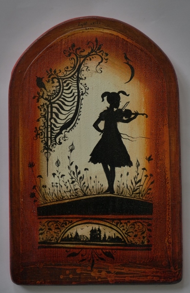 Pictura pe lemn - Vioara 22 x 14