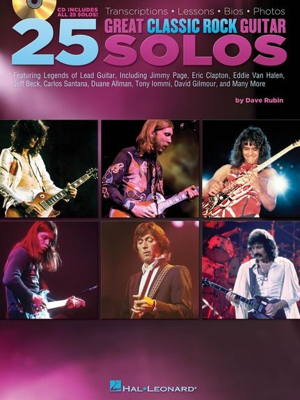 25 GREAT CLASSIC ROCK GUITAR SOLOS TRANSCRIPTIONS GTR BK/CD