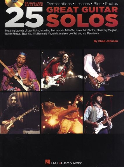 25 GREAT GUITAR SOLOS TRANSCRIPTIONS LESSONS BIOS PHOTOS TAB BK/CD