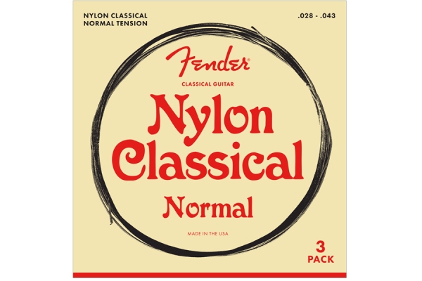 Fender Nylon Acoustic Strings 100 Clear/Silver Tie End Gauges .028-.043 3-Pack