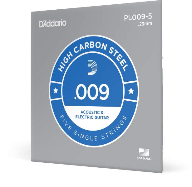 Daddario PL009-5 Plain Steel 009 5-pack