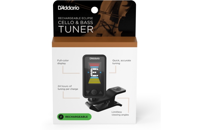 Acordor reîncărcabil violoncel Daddario Eclipse Rechargeable Cello & Bass Tuner