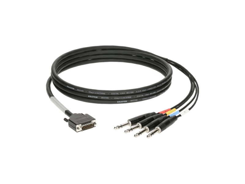 Klotz CATLink RACK 4-channel breakout loomD-Sub 15p M - 4x TRS 3p M - 1.2 m