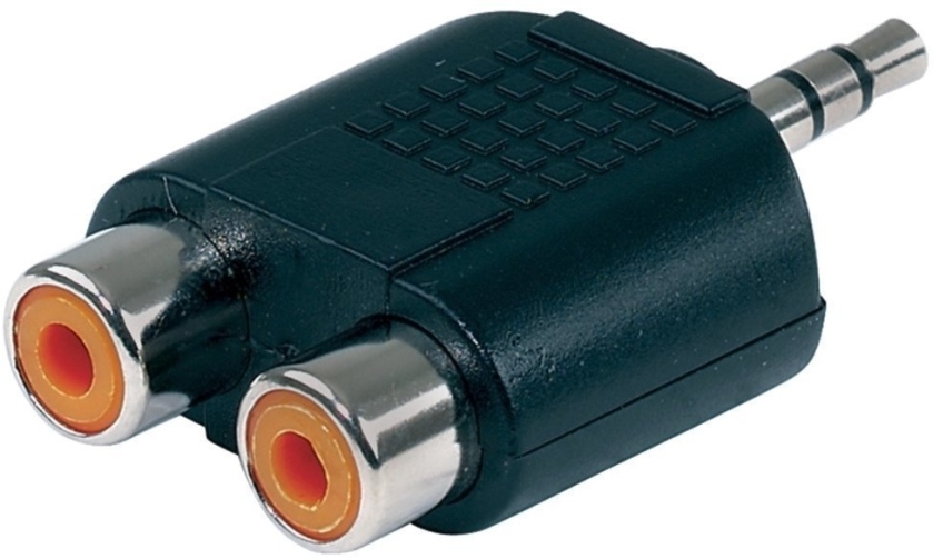 Gewa Adaptor, 2x Cinch socket - 1x 3.5 mm stereo jack plug