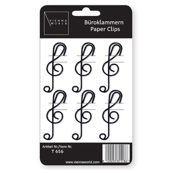 Paper Clips G-clef Black - 6 Pcs
