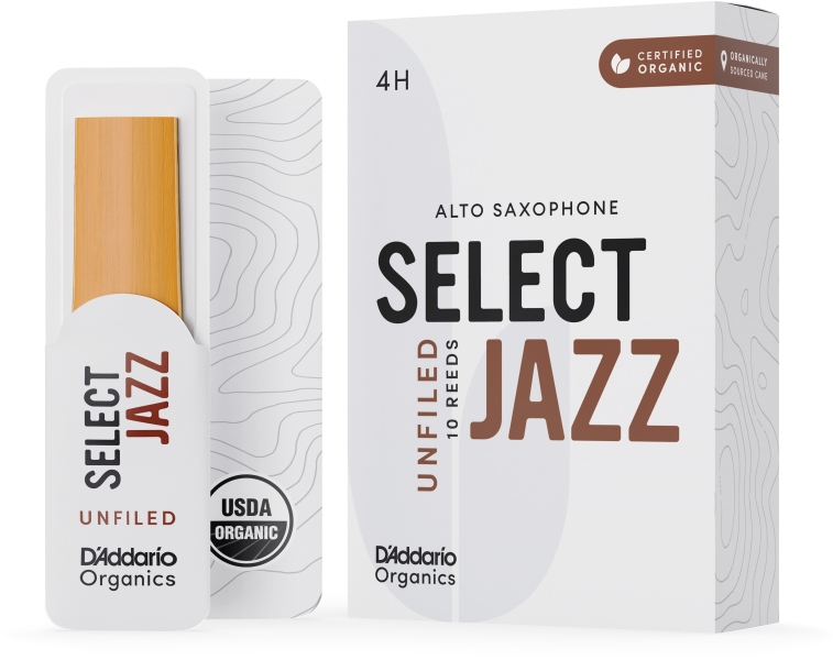 Daddario Woodwinds Organic Select Jazz Unfiled Alto Saxophone 4 Hard