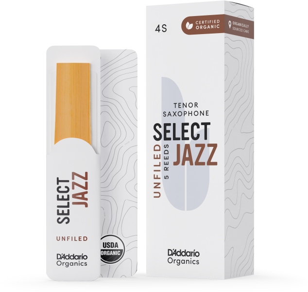 Daddario Woodwinds Organic Select Jazz Unfiled Tenor Saxophone 4 Soft