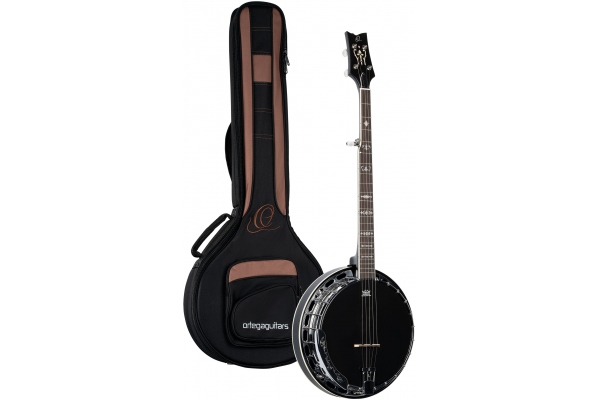 Ortega Raven Series Banjo 5 String - Mahogany Black + Bag