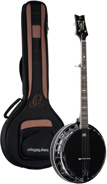 Ortega Raven Series Banjo 5 String - Mahogany Black + Bag