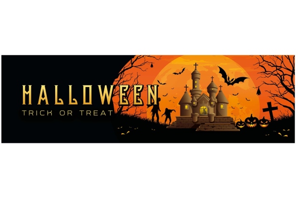 Europalms Halloween Banner, Haunted House, 300x90cm