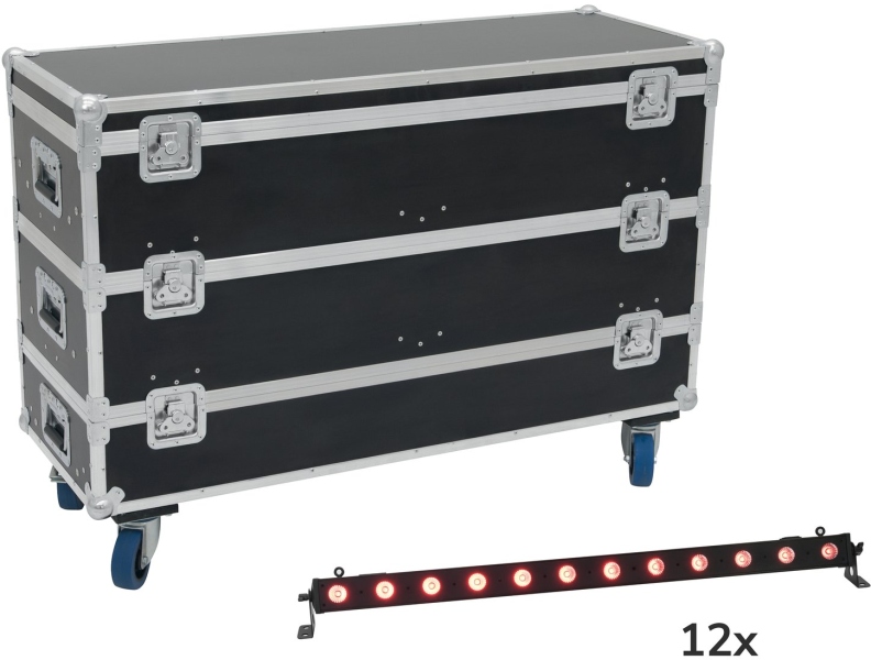 Eurolite Set 12x LED BAR-12 QCL RGB+UV Bar + Case with wheels