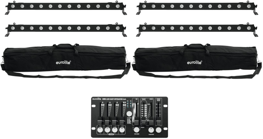 Eurolite Set 4x LED BAR-12 QCL RGBW + 2x Soft Bags + Controller