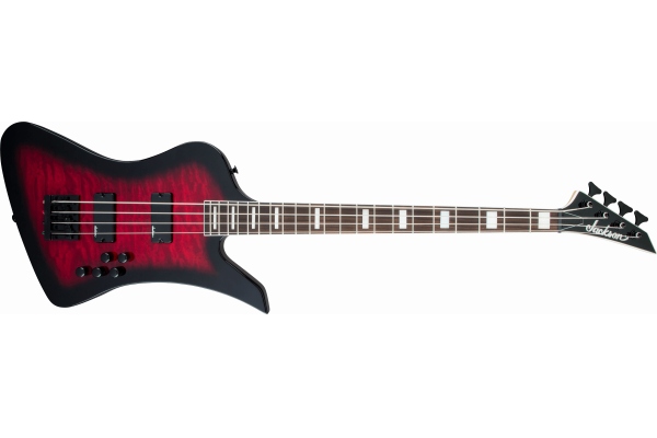 Jackson JS Series Kelly™ Bird JS3Q Amaranth Fingerboard Transparent Red Burst