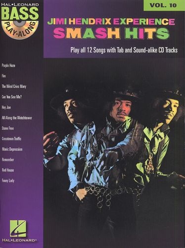 BASS PLAY ALONG VOLUME 10  JIMI HENDRIX SMASH HITS (BOOK AND CD) BGTR