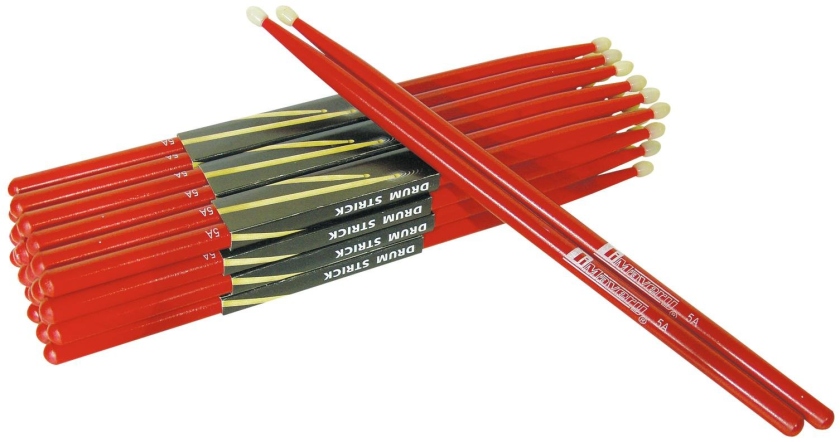 Dimavery DDS-5A Drumsticks, maple, red