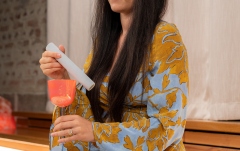 Bol de meditație cu mâner Meinl 3.25" Essence Solfeggio Crystal Singing Bowl 963 Hz, Coral Reef