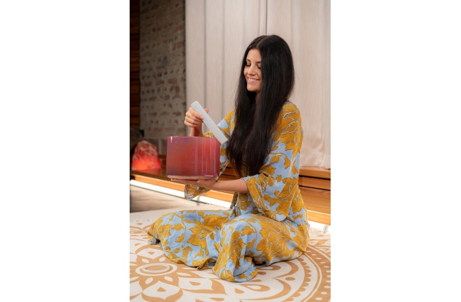 Bol de meditație cu mâner Meinl 8" Essence Solfeggio Crystal Singing Bowl 174 Hz, Brandy Rose