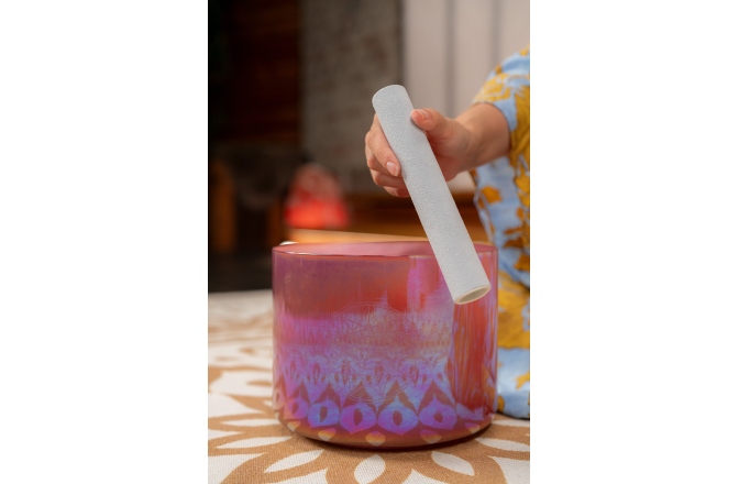 Bol de meditație cu mâner Meinl 8" Essence Solfeggio Crystal Singing Bowl 174 Hz, Brandy Rose