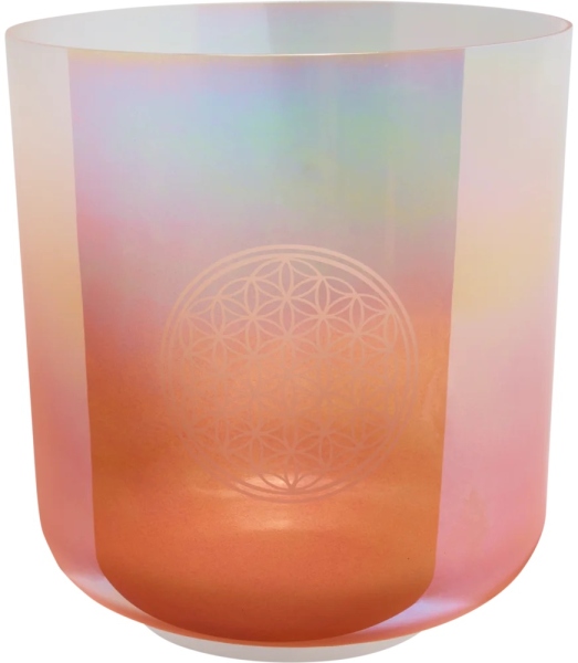 Meinl Sonic Energy 9'' Essence Crystal Singing Bowl, 128 Hz, Light Rose Gold, Flower of Life