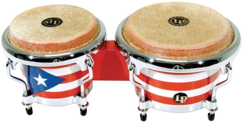 Latin Percussion Bongo Mini Tunable Puerto Rican Flag