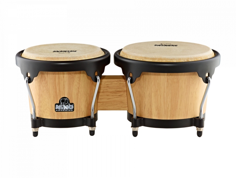 Nino Percussion Wood Bongo - Natural/Black