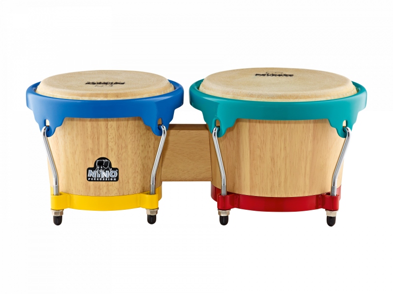 Nino Percussion Wood Bongo Natural/Harlekin