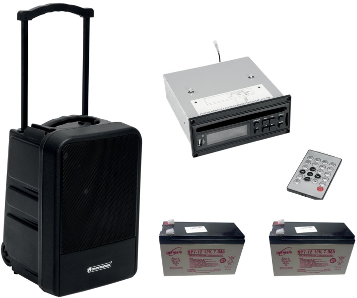 Omnitronic Set MOM-10BT4 Modular wireless PA system + CD Player with USB&SD + 2x Battery