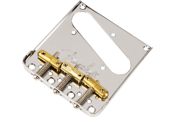 3-Saddle Top-Load/String-Through Tele Bridge with Compensated Brass “Bullet” Saddles 3-Saddle Top-Load/String-Through Tele Bridge with Compensated Brass “Bullet” Saddles