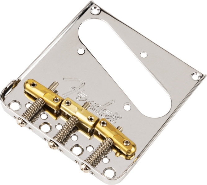 Fender 3-Saddle Top-Load/String-Through Tele Bridge with Compensated Brass “Bullet” Saddles