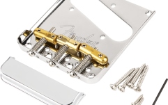 Bridge Fender 3-Saddle Top-Load/String-Through Tele Bridge with Compensated Brass “Bullet” Saddles