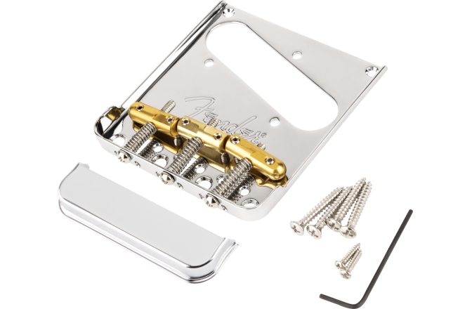 Bridge Fender 3-Saddle Top-Load/String-Through Tele Bridge with Compensated Brass “Bullet” Saddles