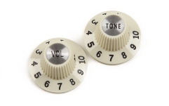 Buton potentiometru Fender Pure Vintage 1965 Jazzmaster "Witch Hat" Knobs (2) Vintage White