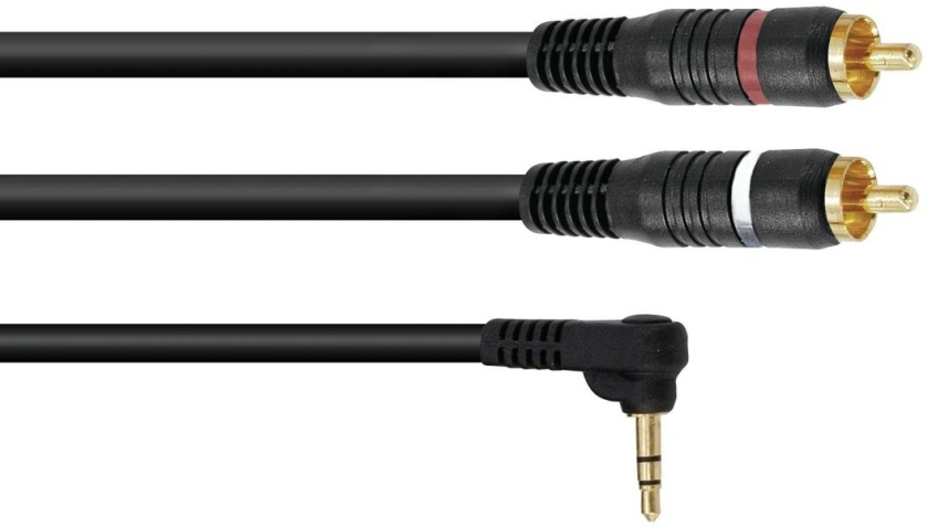 Omnitronic Adaptercable 3.5 Jack 90°/2xRCA 1.5m bk