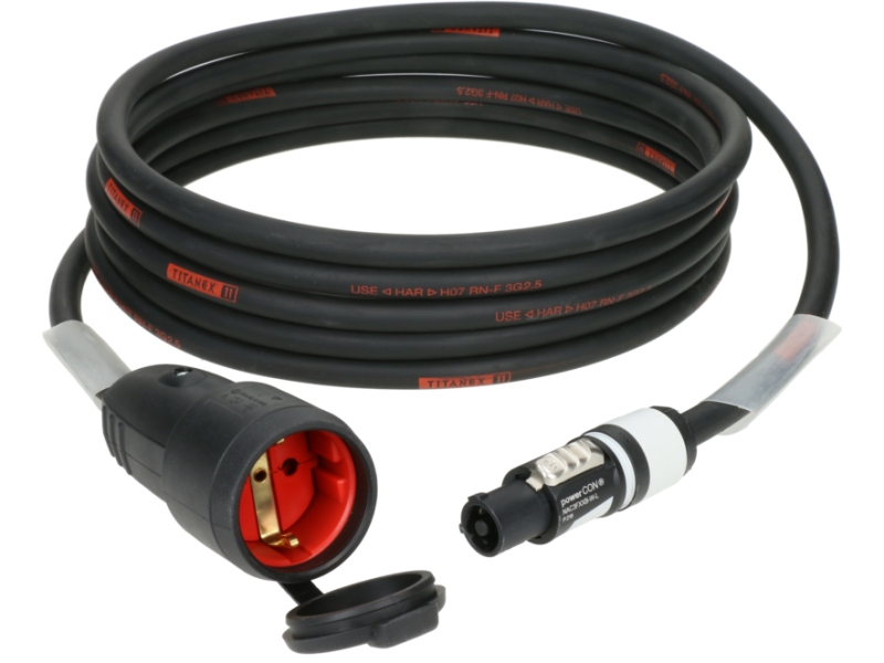 Klotz TITANEX H07RN-F power cable 3G 2.5 mm²powerCON B - Schuko F - 5 m