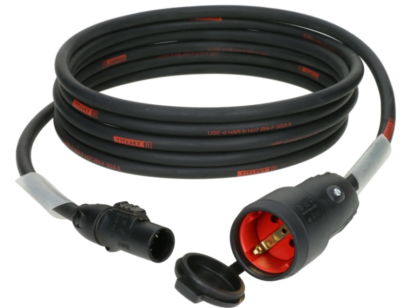 Klotz TITANEX H07RN-F power cable 3G 2.5 mm²powerCON TRUE1 - Schuko F - 5 m