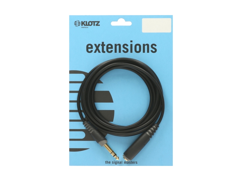 Klotz professional headphone extensionTRS 6.3 mm - TRS socket 6.3 mm - 6 m