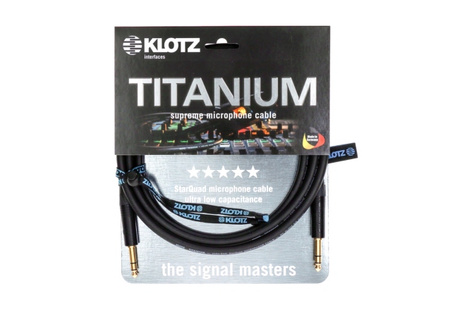 Cablu audio profesional Klotz TITANIUM StarQuad analog audio cable with balanced metal jacks by Neutrik® - 10 m