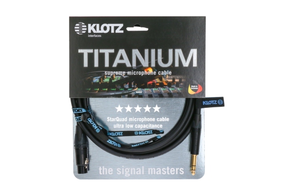 Klotz TITANIUM StarQuad analog audio cable with female XLR by Neutrik® to balanced jack plug - 3 m
