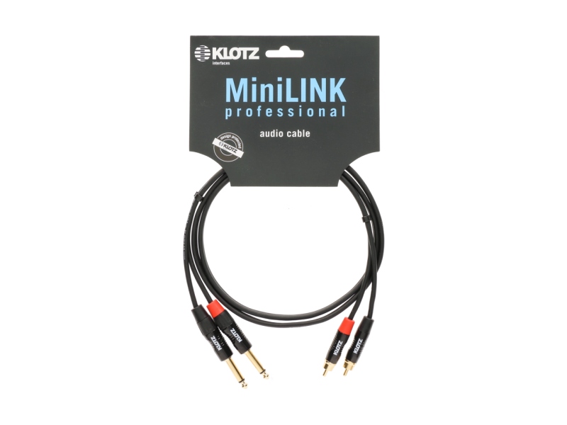 Klotz MiniLink Pro stereo twin cable with gold-plated metal rca and jack plugs - 3 m