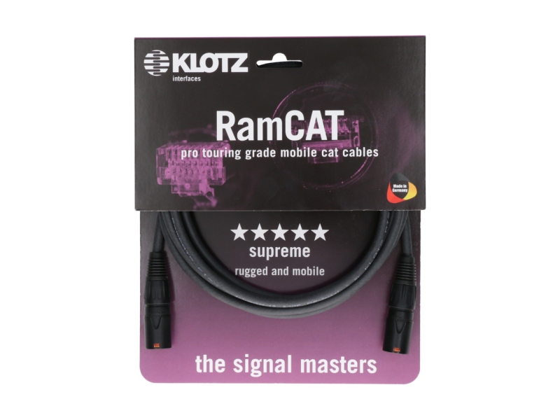 Klotz highly flexible RamCAT network cable for the use on the road - blackCAT5e (S/UTP) / etherCON - etherCON - cable carrier - 5 m