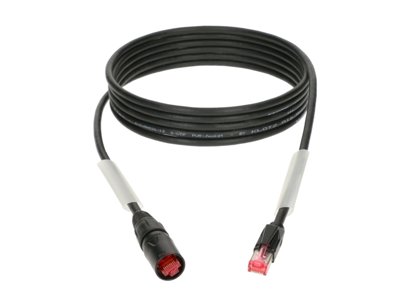Klotz highly flexible RamCAT network cable for the use on the road - blackCAT5e (S/UTP) / etherCON - RJ45 - 2x transparent - 60 m