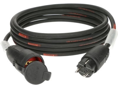 Klotz TITANEX H07RN-F power cable 3G 2.5 mm²Schuko M/F - solid rubber - 10 A - 60 m