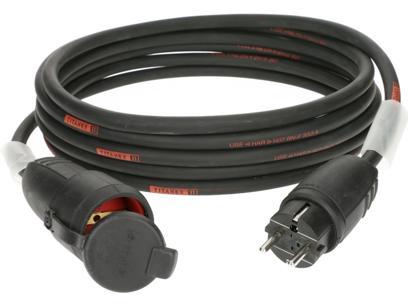 Klotz TITANEX H07RN-F power cable 3G 2.5 mm²Schuko M/F - solid rubber - 16 A - 5 m