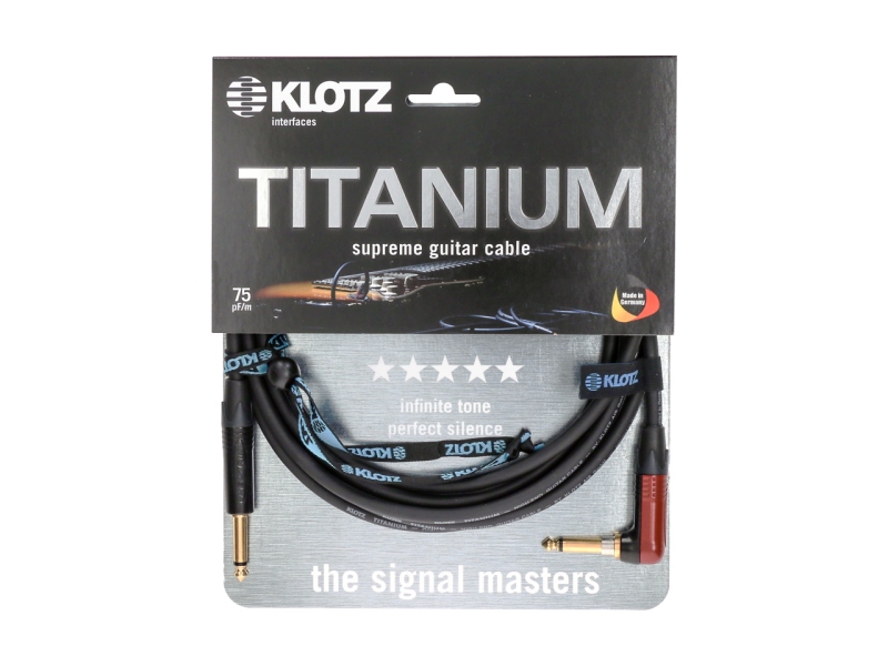 Klotz TITANIUM supreme guitar cable - 3 m - black and red - straight - angled (SilentPlug)