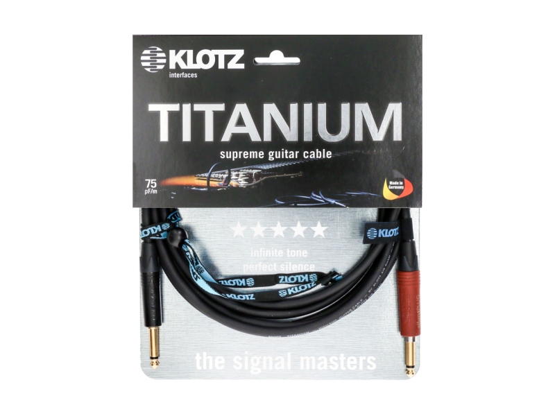 Klotz TITANIUM supreme guitar cable - 4,5 m - black and red - straight - straight (SilentPlug)