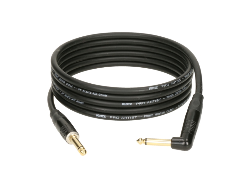 Klotz PRO ARTIST professional guitar cable with metal jack and gold-plated contacts - by KLOTZ - 3 m - straight - angled